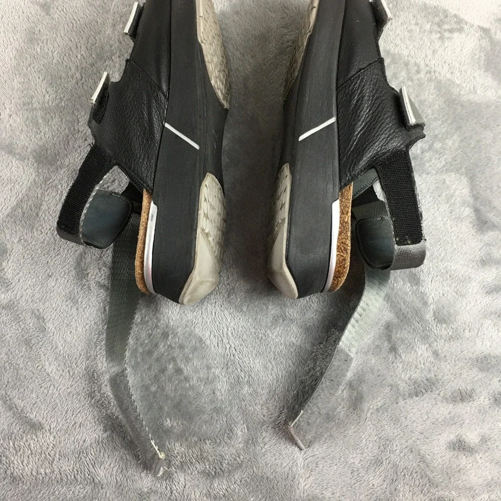 Naot Apollo Women 41 L10 Black Silver Metallic Leather Strappy Sport‎ Sandals